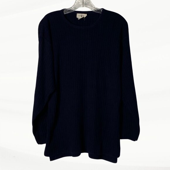 J. Crew Ribbed Navy Crewneck, Long Sleeve Pullover, Size XL - Picture 6 of 10